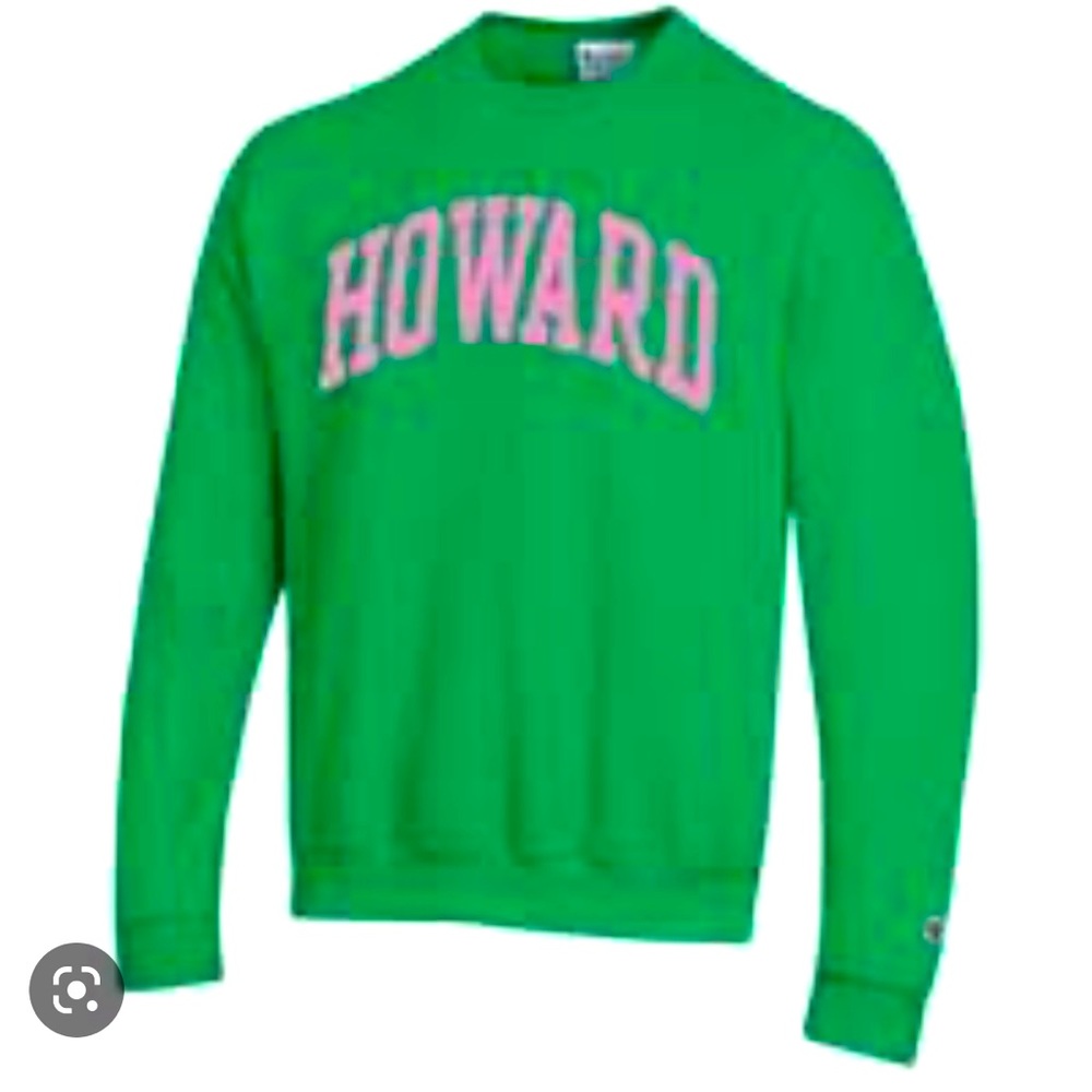 HBCU Gear by Champion!  Howard Sweatshirt in Green w/ Pink, XL